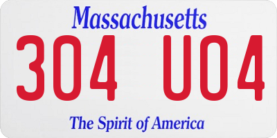 MA license plate 304UO4