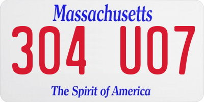 MA license plate 304UO7