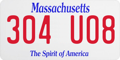 MA license plate 304UO8