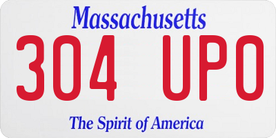 MA license plate 304UP0