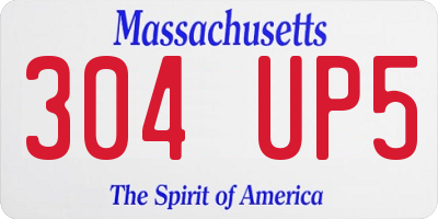 MA license plate 304UP5