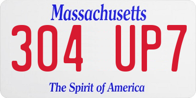 MA license plate 304UP7