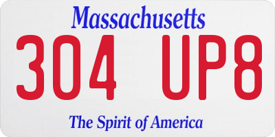 MA license plate 304UP8