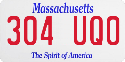 MA license plate 304UQ0