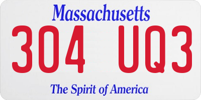 MA license plate 304UQ3