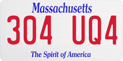 MA license plate 304UQ4