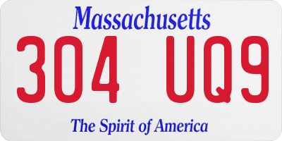 MA license plate 304UQ9