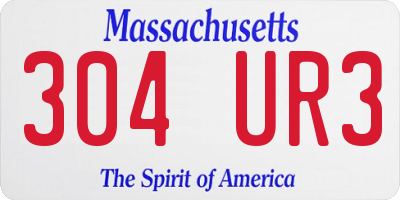 MA license plate 304UR3