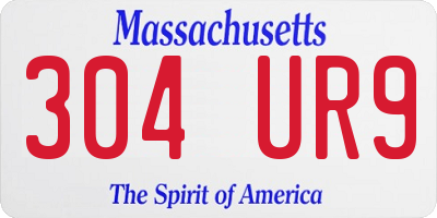 MA license plate 304UR9