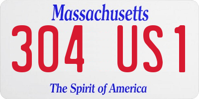 MA license plate 304US1