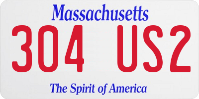 MA license plate 304US2