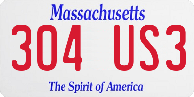 MA license plate 304US3