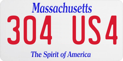 MA license plate 304US4