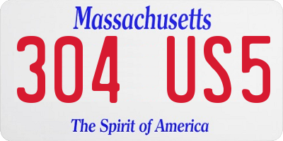 MA license plate 304US5