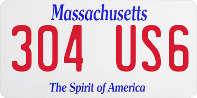 MA license plate 304US6