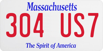 MA license plate 304US7