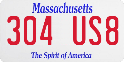 MA license plate 304US8