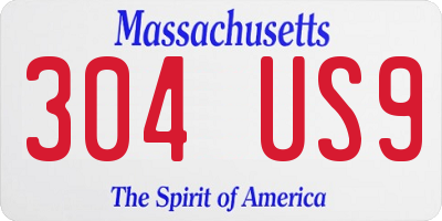 MA license plate 304US9