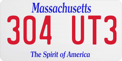 MA license plate 304UT3