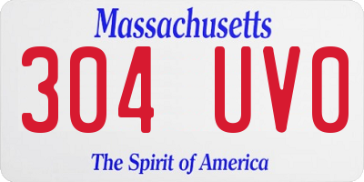 MA license plate 304UV0