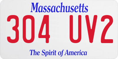 MA license plate 304UV2