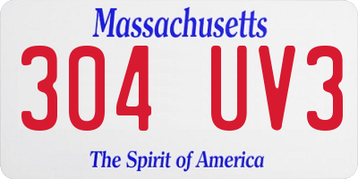 MA license plate 304UV3