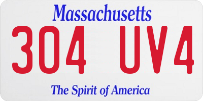 MA license plate 304UV4