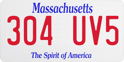 MA license plate 304UV5