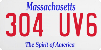 MA license plate 304UV6