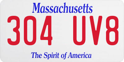 MA license plate 304UV8