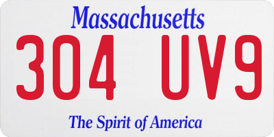MA license plate 304UV9
