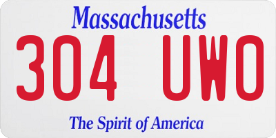 MA license plate 304UW0
