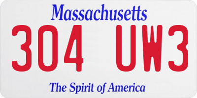 MA license plate 304UW3