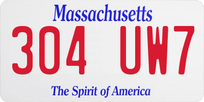 MA license plate 304UW7