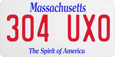 MA license plate 304UX0
