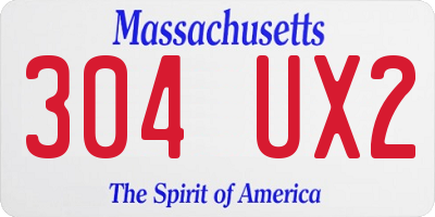 MA license plate 304UX2