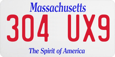 MA license plate 304UX9