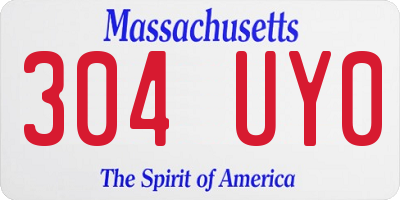 MA license plate 304UY0
