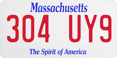 MA license plate 304UY9