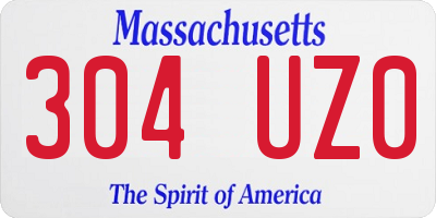 MA license plate 304UZ0
