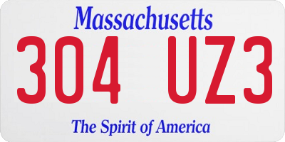 MA license plate 304UZ3
