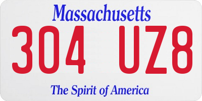 MA license plate 304UZ8