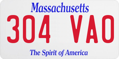 MA license plate 304VA0