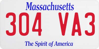 MA license plate 304VA3