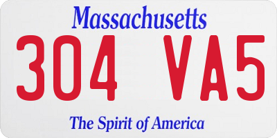 MA license plate 304VA5