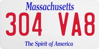 MA license plate 304VA8