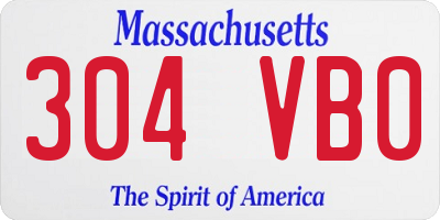 MA license plate 304VB0