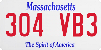 MA license plate 304VB3