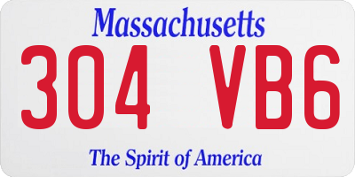 MA license plate 304VB6