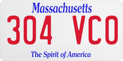 MA license plate 304VC0